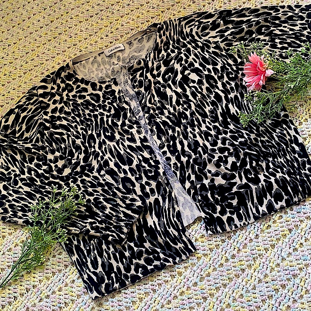 2/$25 Calvin Klein Leopard Print Cardigan